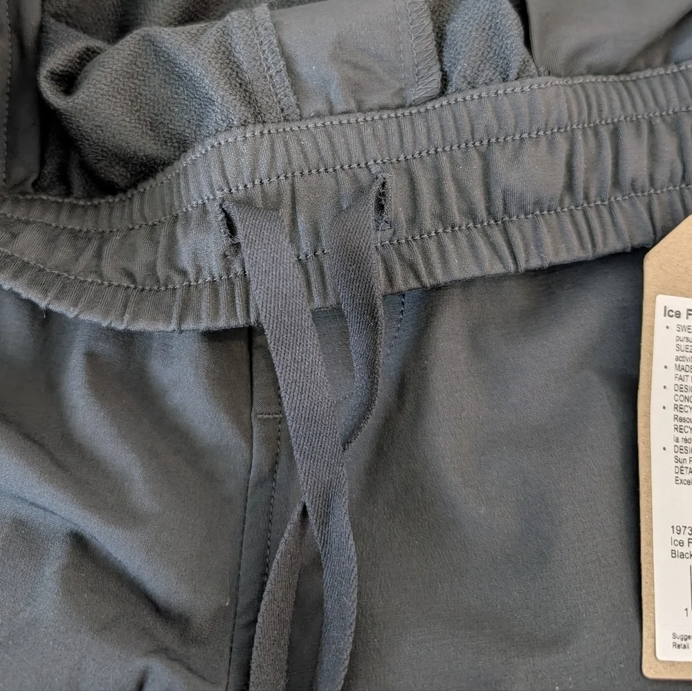 PrAna Ice Flow Hybrid Pant Black Mens Slim Elastic Waist Wicking Hybrid UPF 50